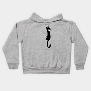 Black and White Cat Hanging On | Funny Tuxedo Cat Kids Hoodie